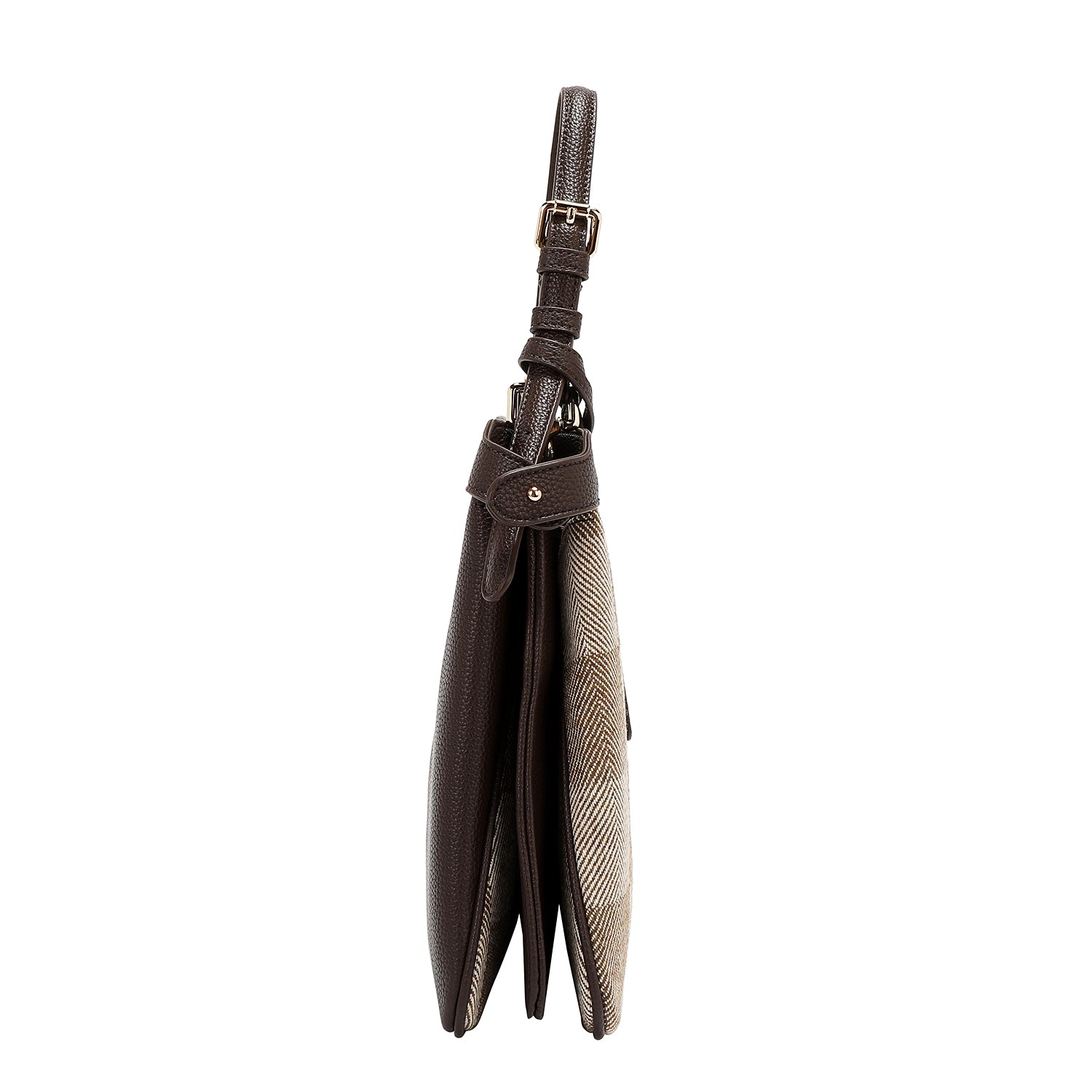 BOLSO DE MANO CHIC CON CUADROS (MARRON CLARO)