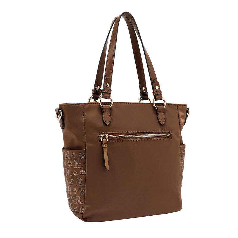 BOLSO DE MANO CON MONOGRAMA (MARRON)