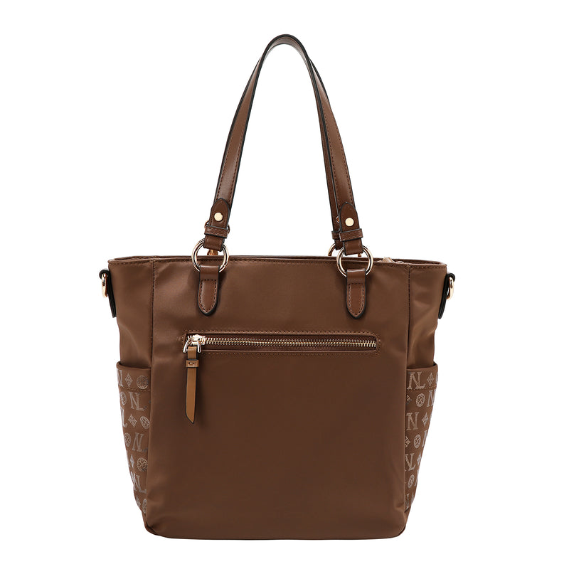 BOLSO DE MANO CON MONOGRAMA (MARRON)