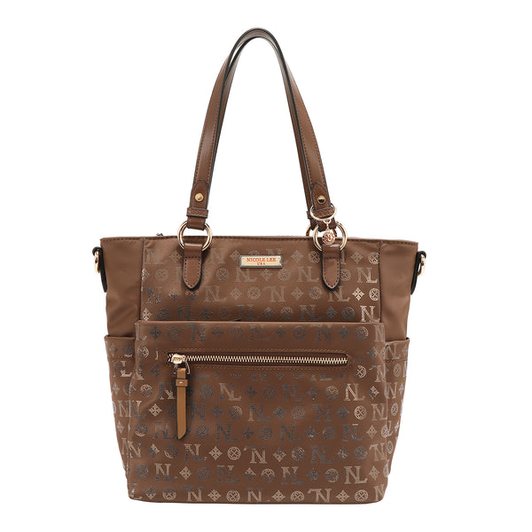 BOLSO DE MANO CON MONOGRAMA (MARRON)