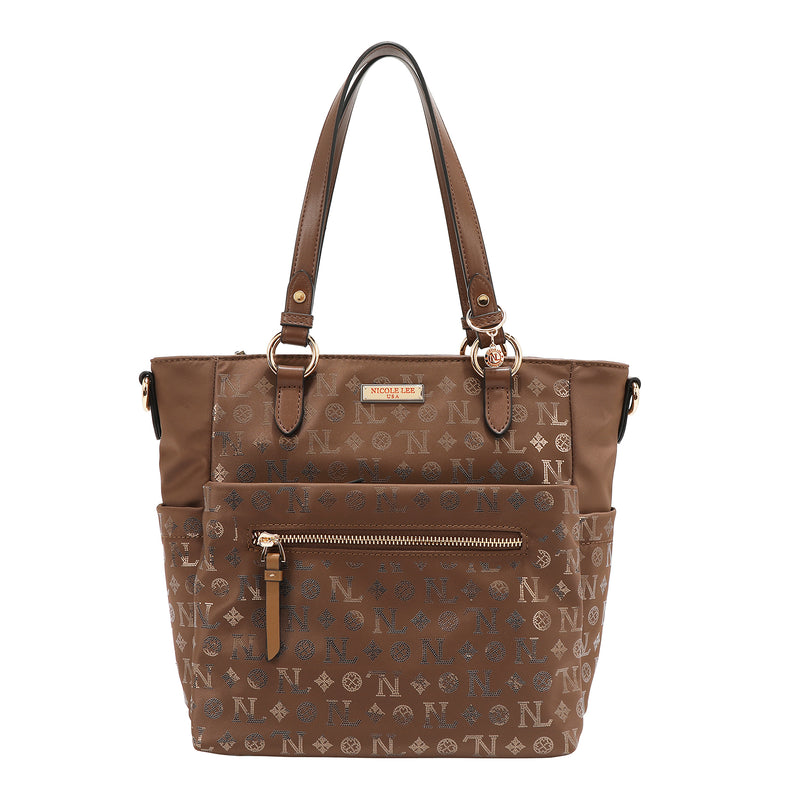 BOLSO DE MANO CON MONOGRAMA (MARRON)