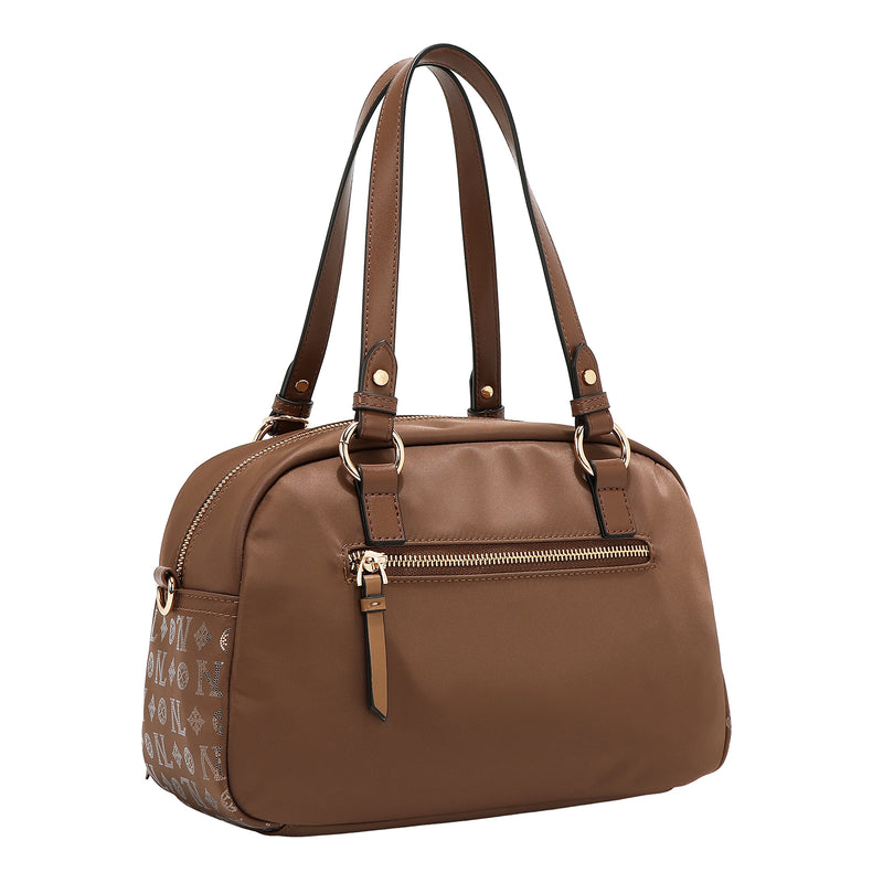 BOLSO BOSTON CON LOGOTIPO MONOGRAMA (MARRON)