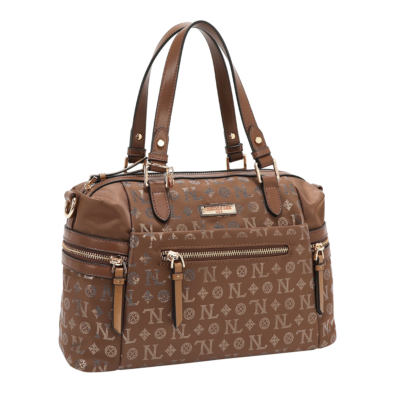 SATCHEL BAG WITH MONOGRAM LOGO (BROWN)