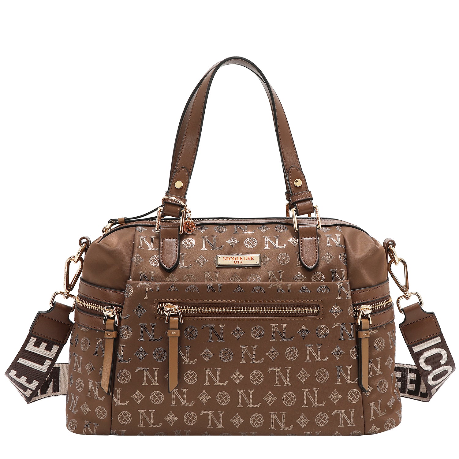 SATCHEL BAG WITH MONOGRAM LOGO (BROWN)