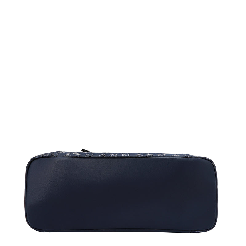 BOLSO SATCHEL CON LOGOTIPO MONOGRAMA (AZUL)