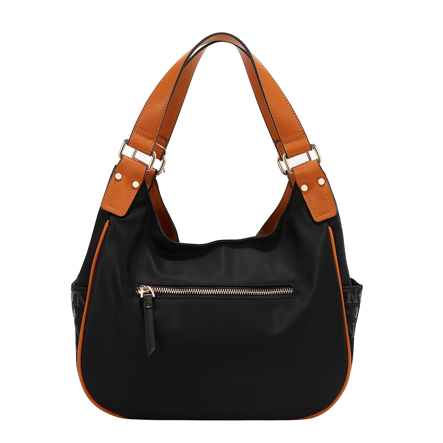 SHOULDER BAG WITH MONOGRAM LOGO (BLACK)