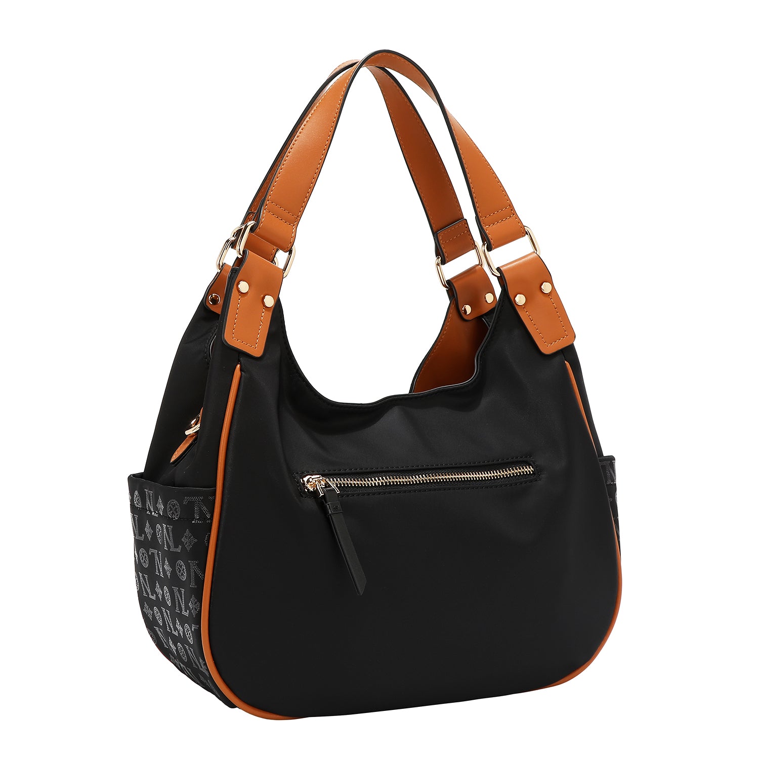 SHOULDER BAG WITH MONOGRAM LOGO (BLACK)