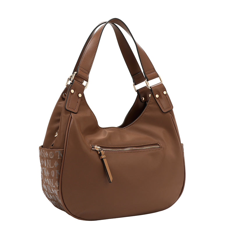 BOLSO DE HOMBRO CON LOGO MONOGRAMA (MARRON)