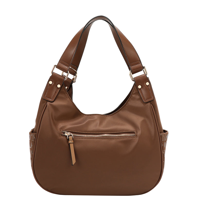 BOLSO DE HOMBRO CON LOGO MONOGRAMA (MARRON)