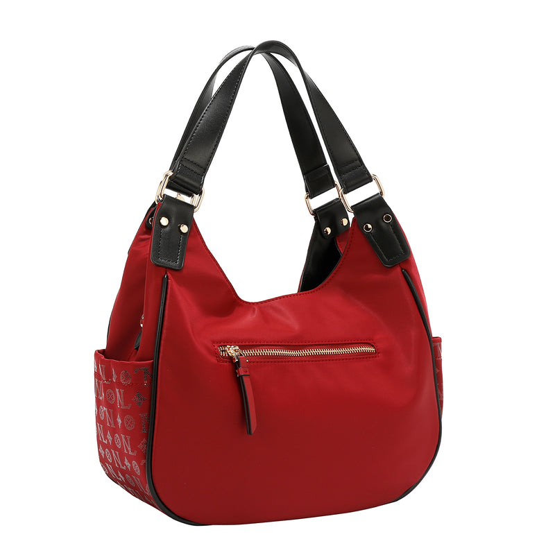 BOLSO DE HOMBRO CON LOGO MONOGRAMA (ROJO)
