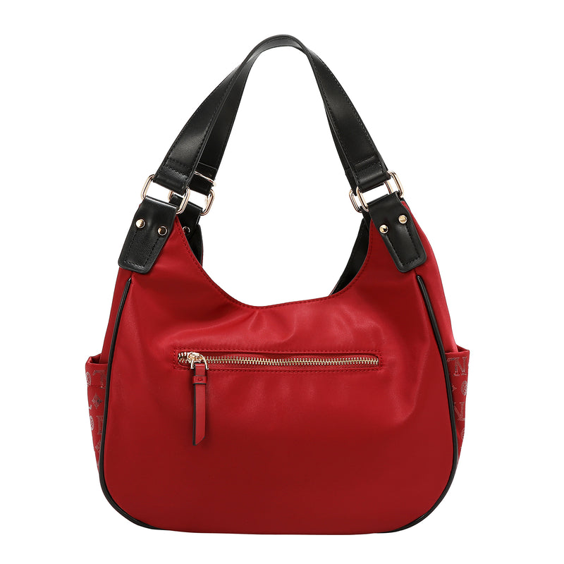 BOLSO DE HOMBRO CON LOGO MONOGRAMA (ROJO)