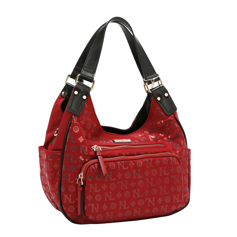 BOLSO DE HOMBRO CON LOGO MONOGRAMA (ROJO)