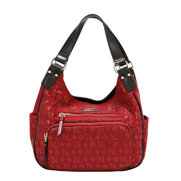 BOLSO DE HOMBRO CON LOGO MONOGRAMA (ROJO)