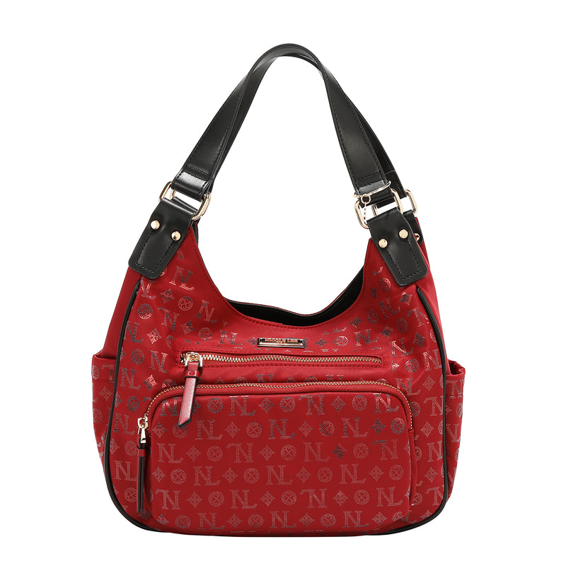 BOLSO DE HOMBRO CON LOGO MONOGRAMA (ROJO)