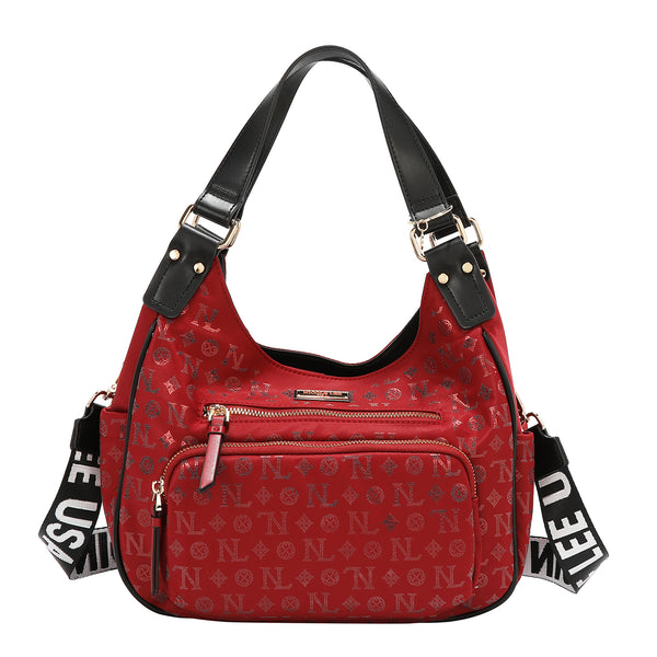 BOLSO DE HOMBRO CON LOGO MONOGRAMA (ROJO)