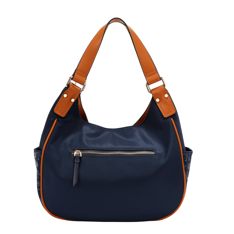 BOLSO DE HOMBRO CON LOGO MONOGRAMA (AZUL)