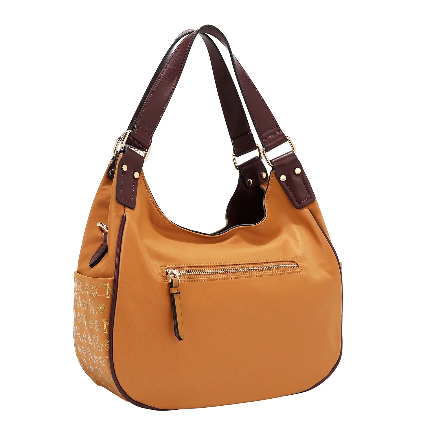 SHOULDER BAG WITH MONOGRAM LOGO (CAMEL)
