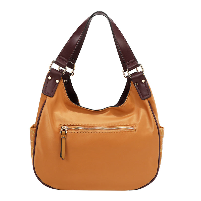 BOLSO DE HOMBRO CON LOGO MONOGRAMA (CAMEL)