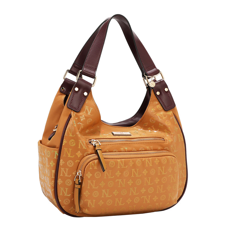 BOLSO DE HOMBRO CON LOGO MONOGRAMA (CAMEL)