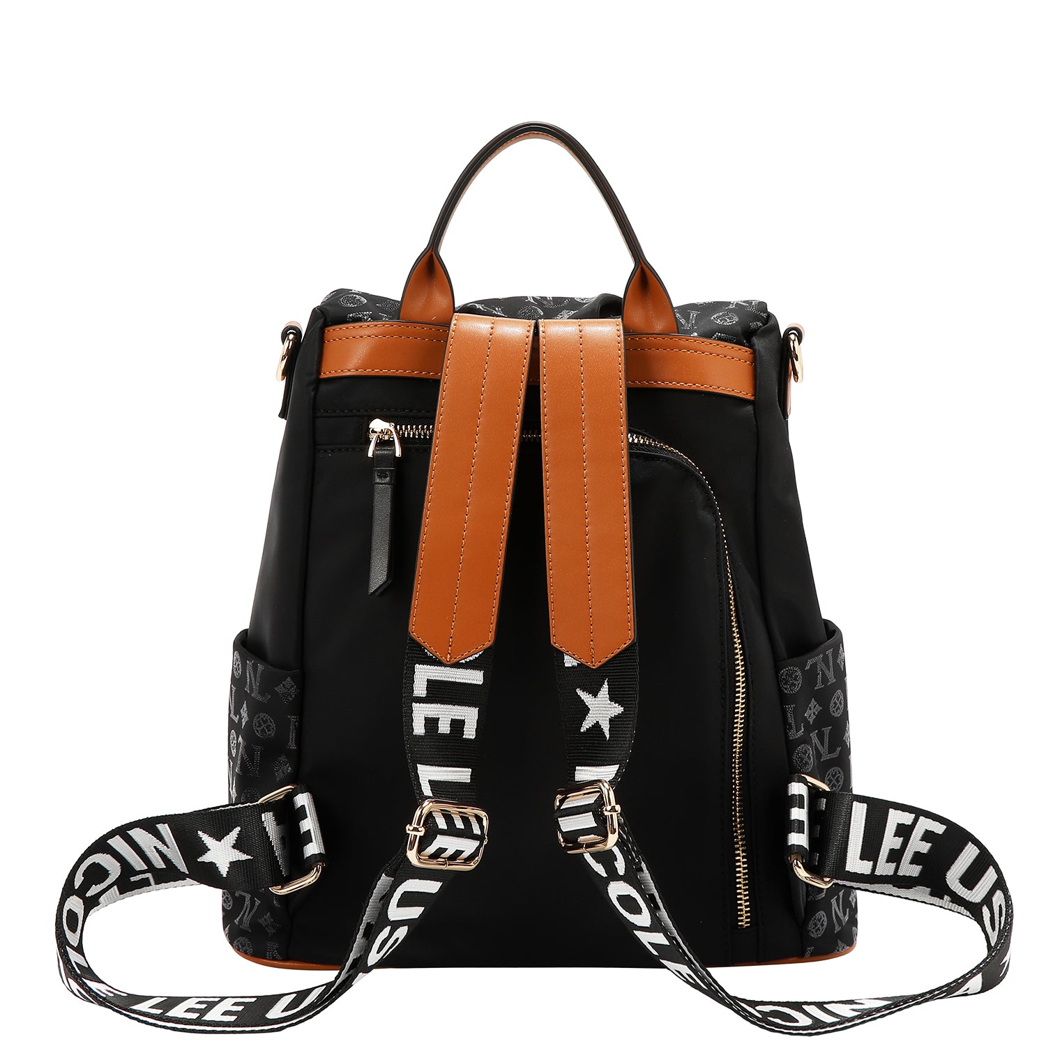 BACKPACK WITH MONOGRAM LOGO (BLACK)