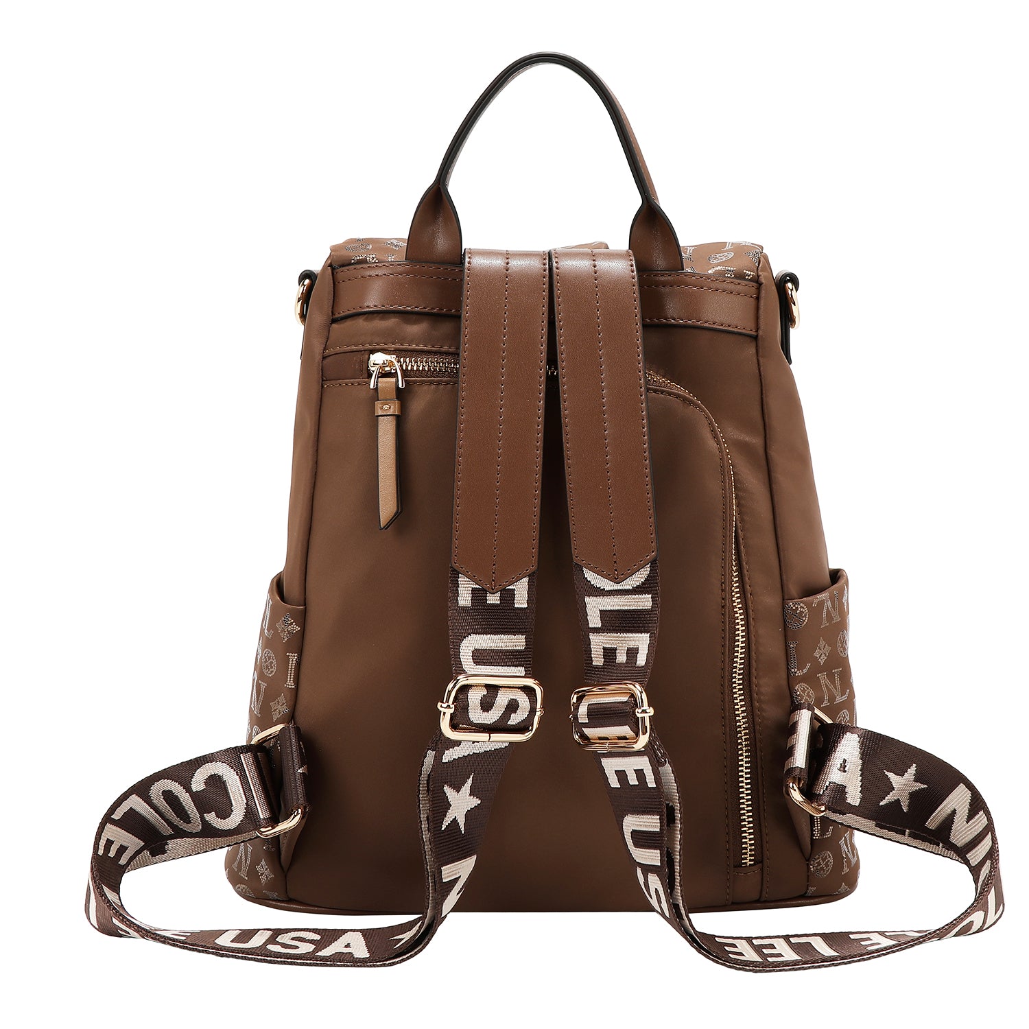 MOCHILA CON LOGOTIPO MONOGRAMA (MARRON)