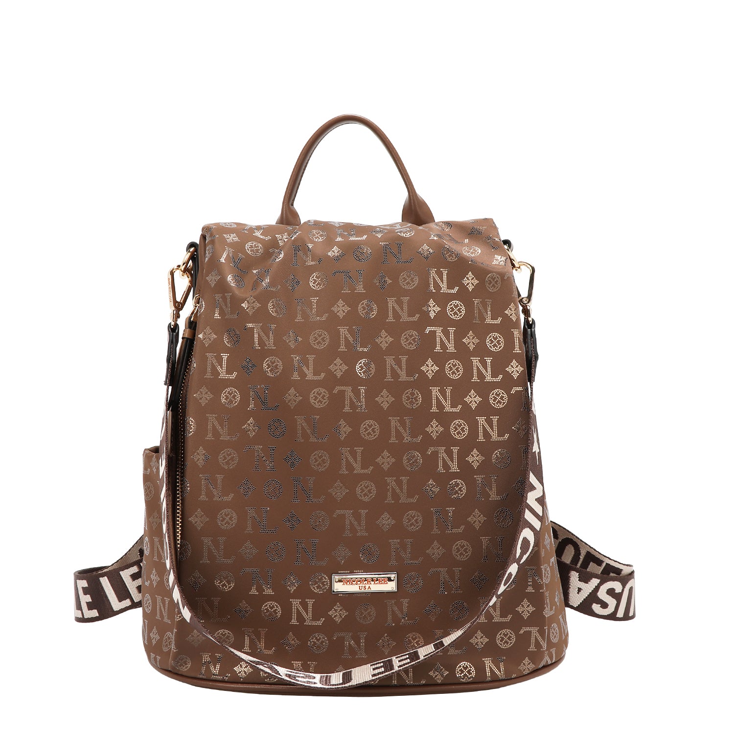 MOCHILA CON LOGOTIPO MONOGRAMA (MARRON)