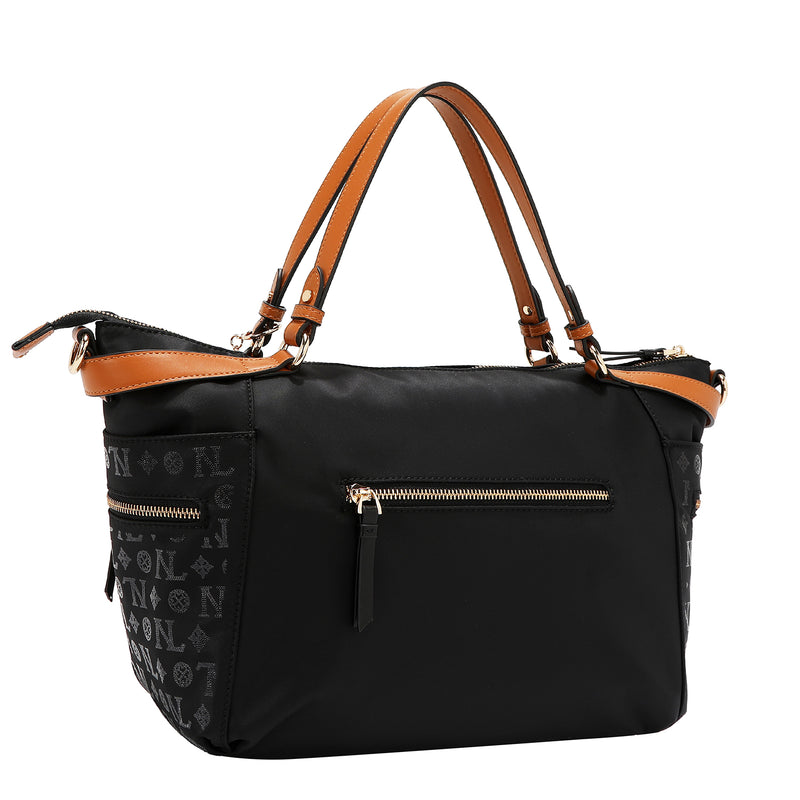 BOLSO DE COMPRAS CON LOGOTIPO MONOGRAMA (NEGRO)