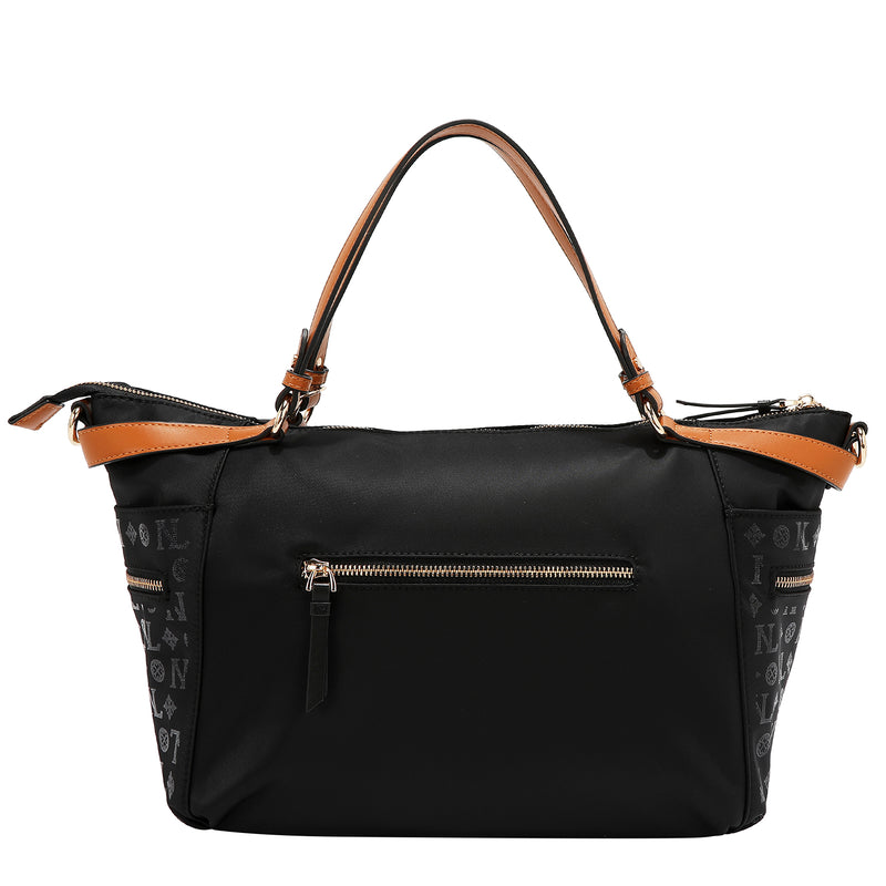 BOLSO DE COMPRAS CON LOGOTIPO MONOGRAMA (NEGRO)