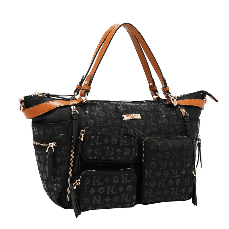 BOLSO DE COMPRAS CON LOGOTIPO MONOGRAMA (NEGRO)