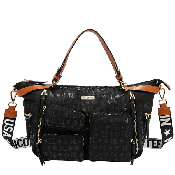BOLSO DE COMPRAS CON LOGOTIPO MONOGRAMA (NEGRO)