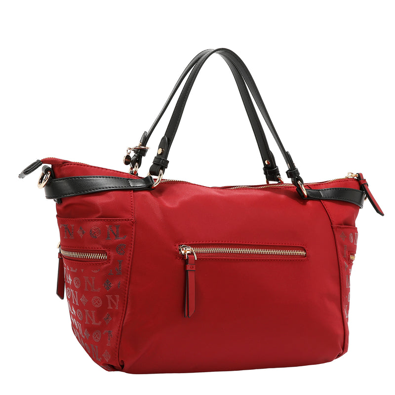 BOLSO DE COMPRAS CON LOGOTIPO MONOGRAMA (ROJO)