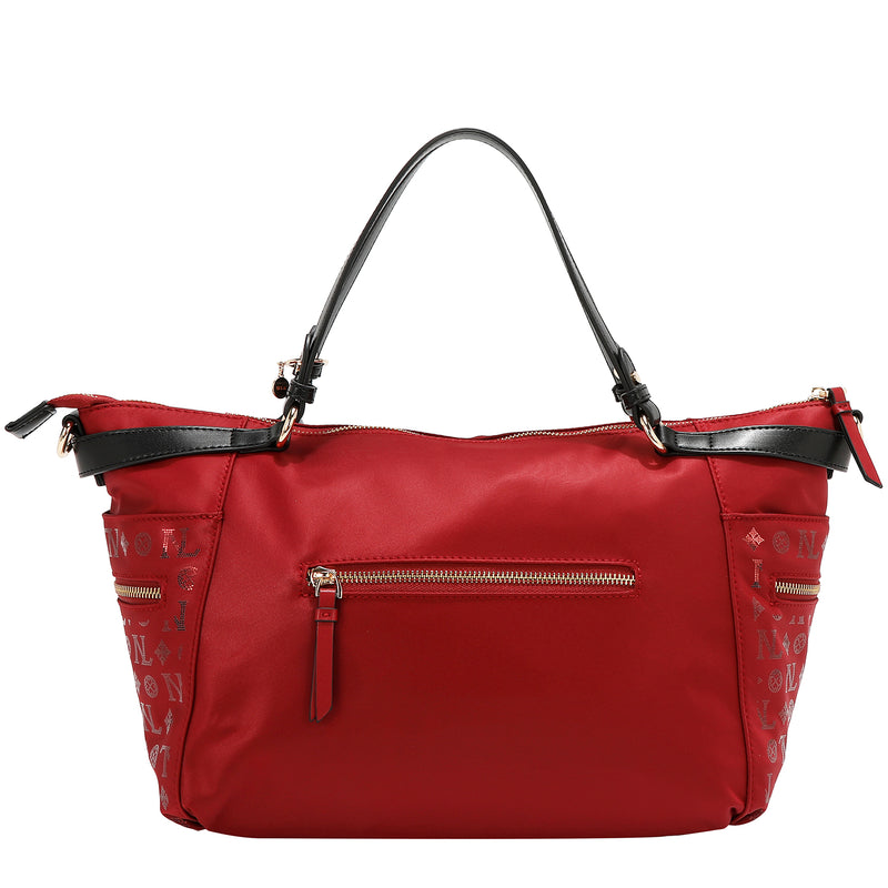 BOLSO DE COMPRAS CON LOGOTIPO MONOGRAMA (ROJO)