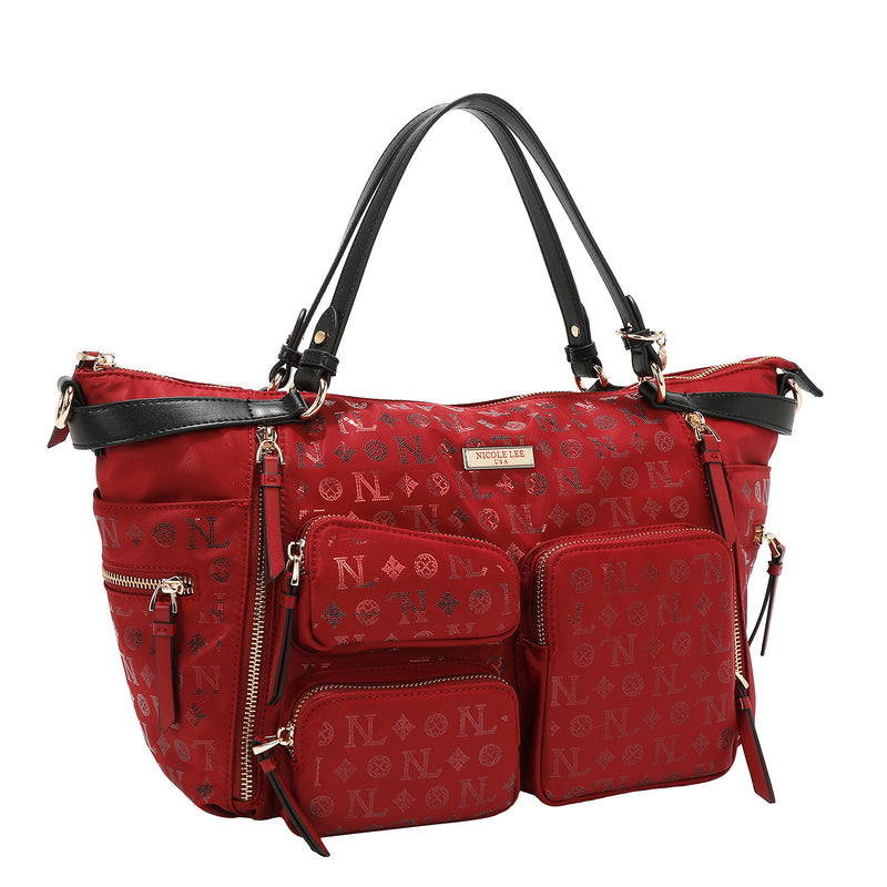 BOLSO DE COMPRAS CON LOGOTIPO MONOGRAMA (ROJO)