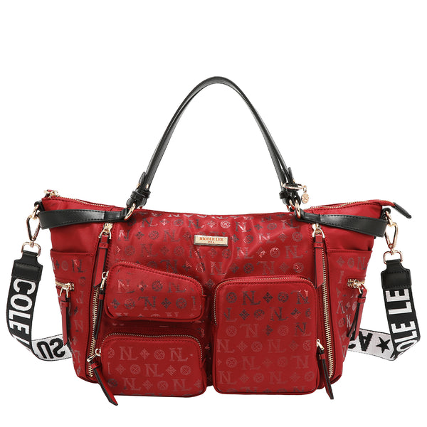 BOLSO DE COMPRAS CON LOGOTIPO MONOGRAMA (ROJO)