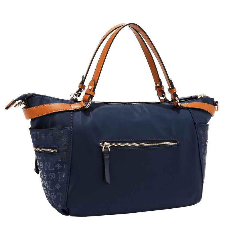 BOLSO DE COMPRAS CON LOGOTIPO MONOGRAMA (AZUL)