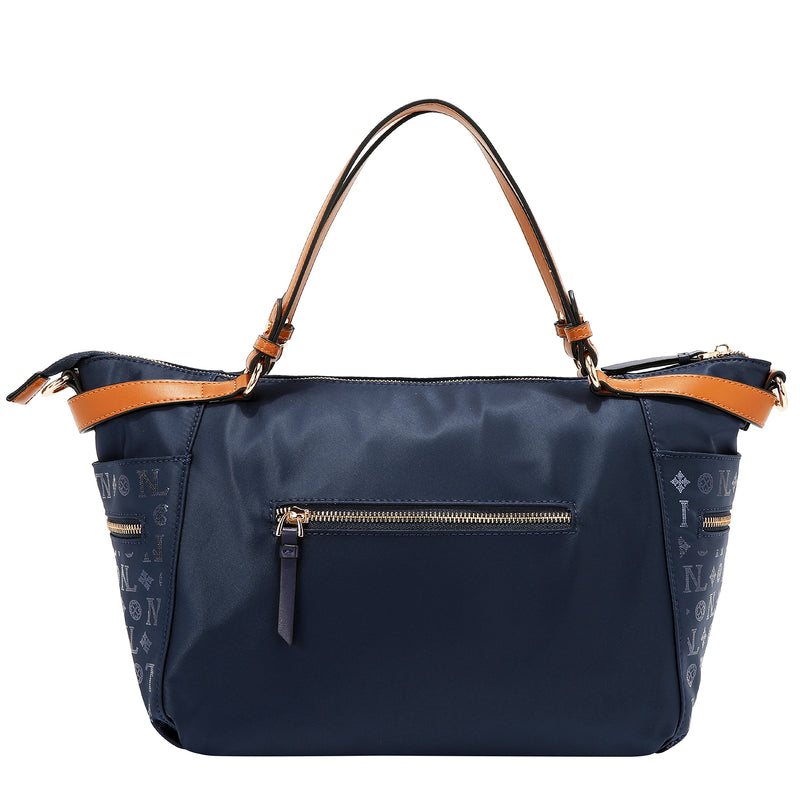 BOLSO DE COMPRAS CON LOGOTIPO MONOGRAMA (AZUL)