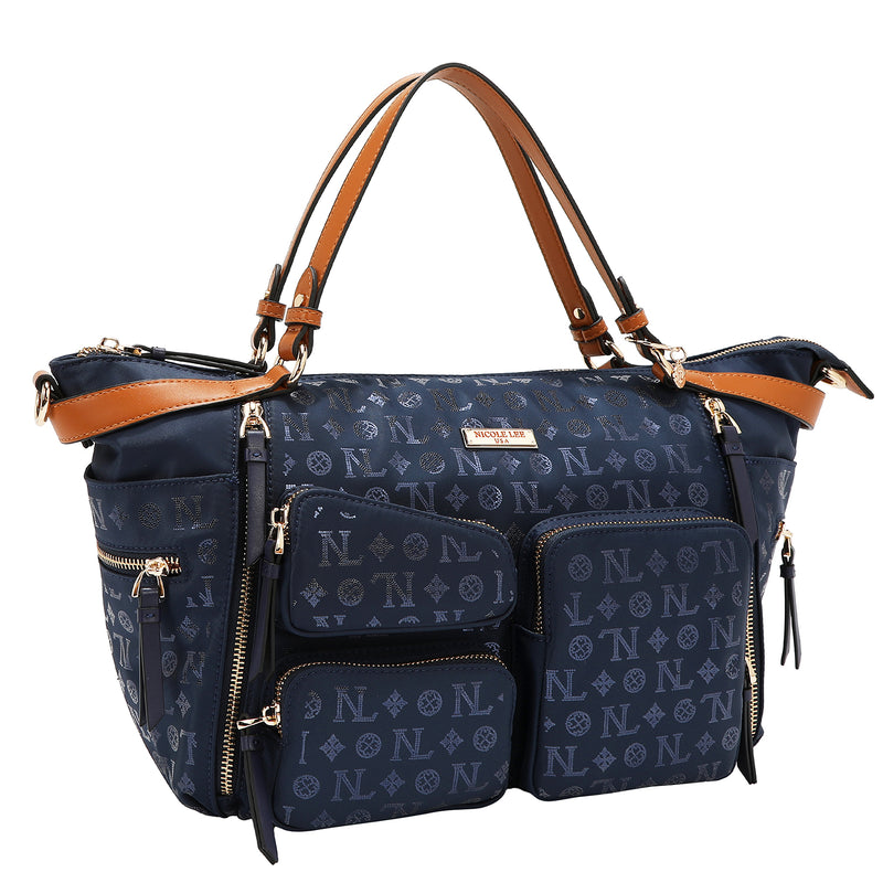 BOLSO DE COMPRAS CON LOGOTIPO MONOGRAMA (AZUL)