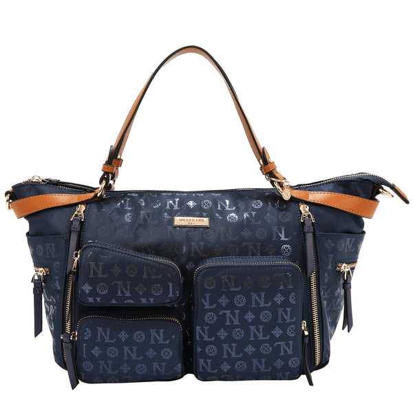BOLSO DE COMPRAS CON LOGOTIPO MONOGRAMA (AZUL)