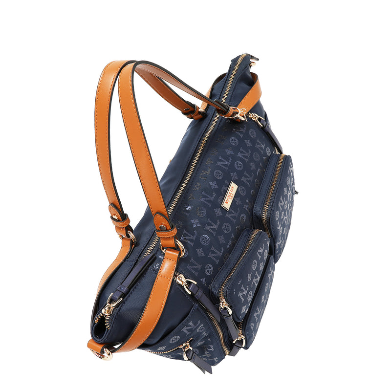 BOLSO DE COMPRAS CON LOGOTIPO MONOGRAMA (AZUL)
