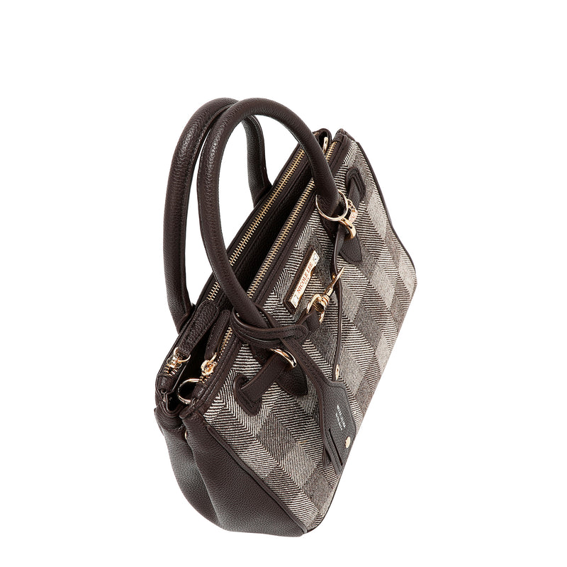 BOLSO DE CUADROS CHIC (MARRON)