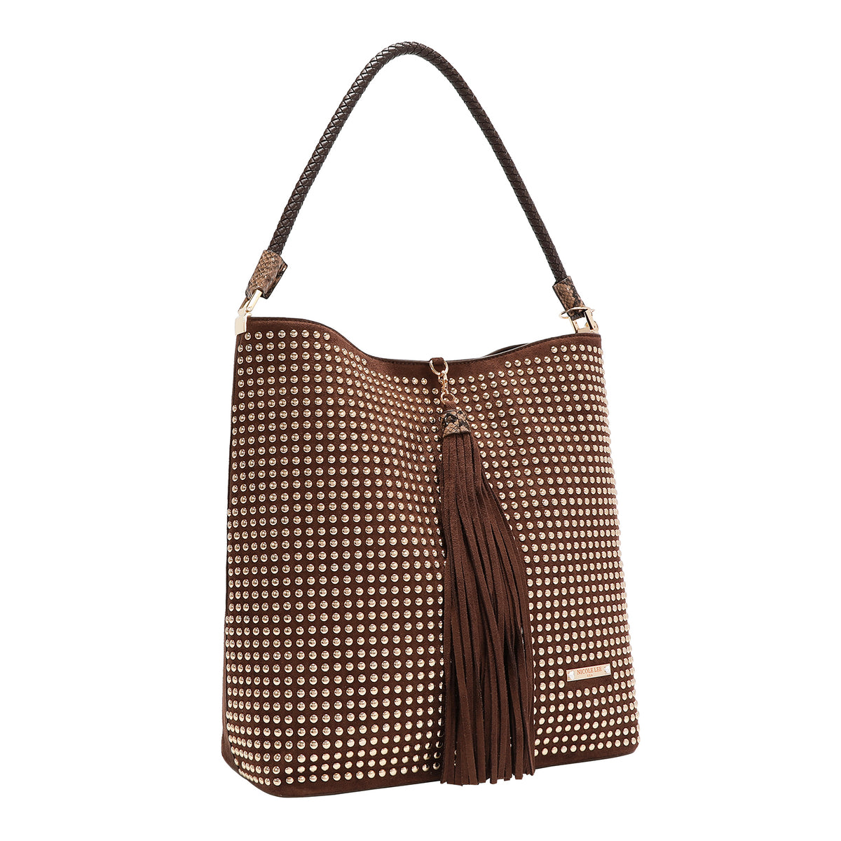 BOLSO BOHO CON TACHUELAS (MARRON)