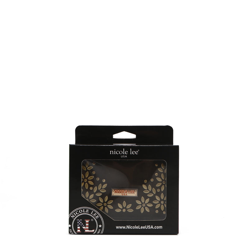 COMPACT WALLET WITH FLORAL LEAF PRINT (OLIVE)