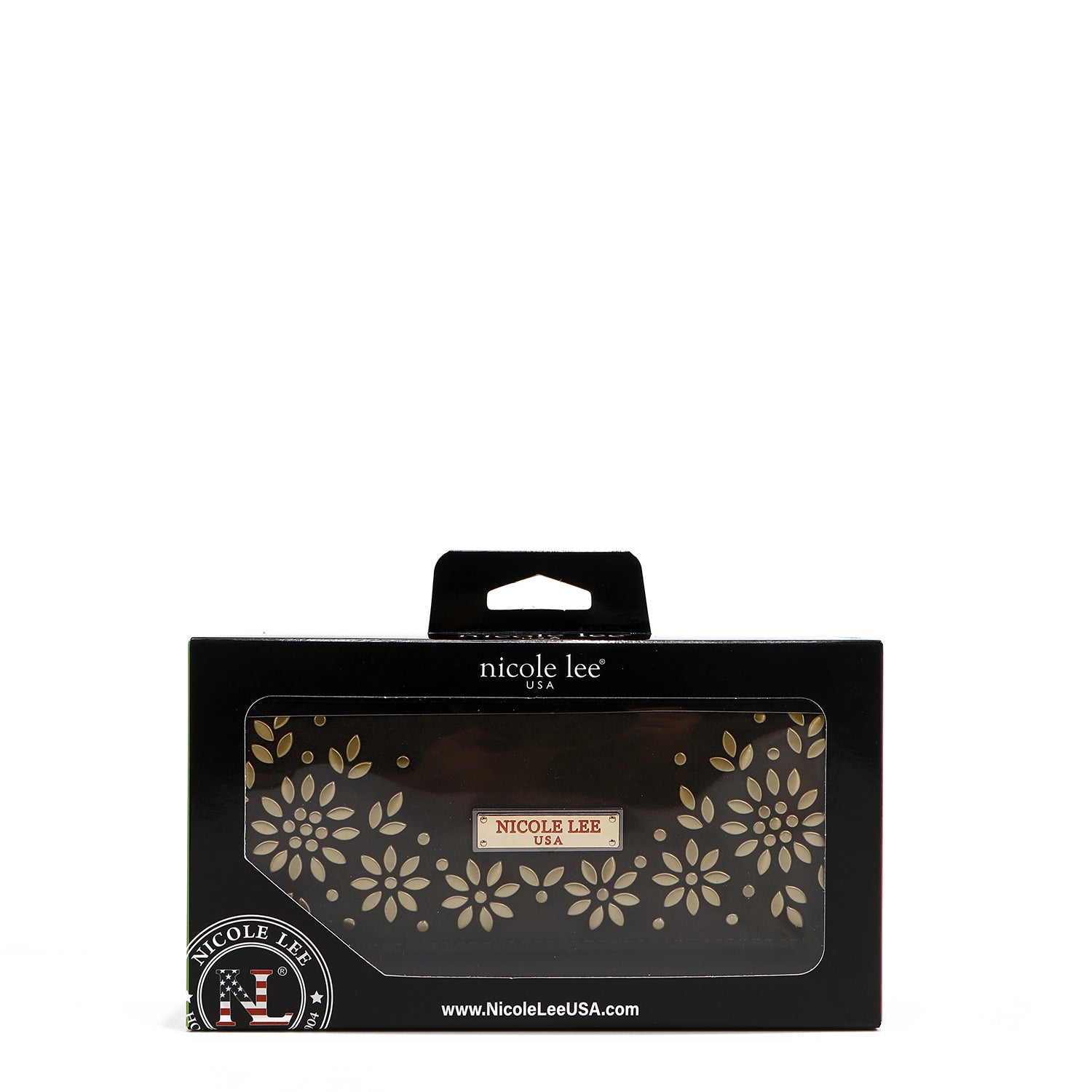 PORTEFEUILLE LONG TRIPLE AVEC DESIGN FLORAL (OLIVE)
