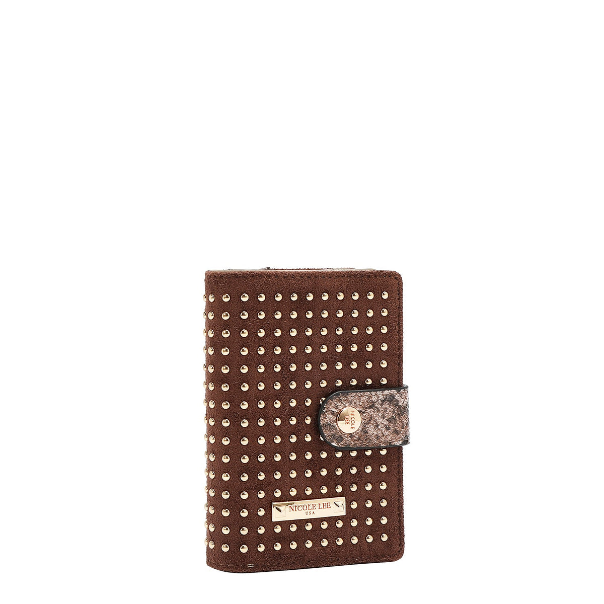 CARTERA GLAM CON TACHUELAS (MARRON)