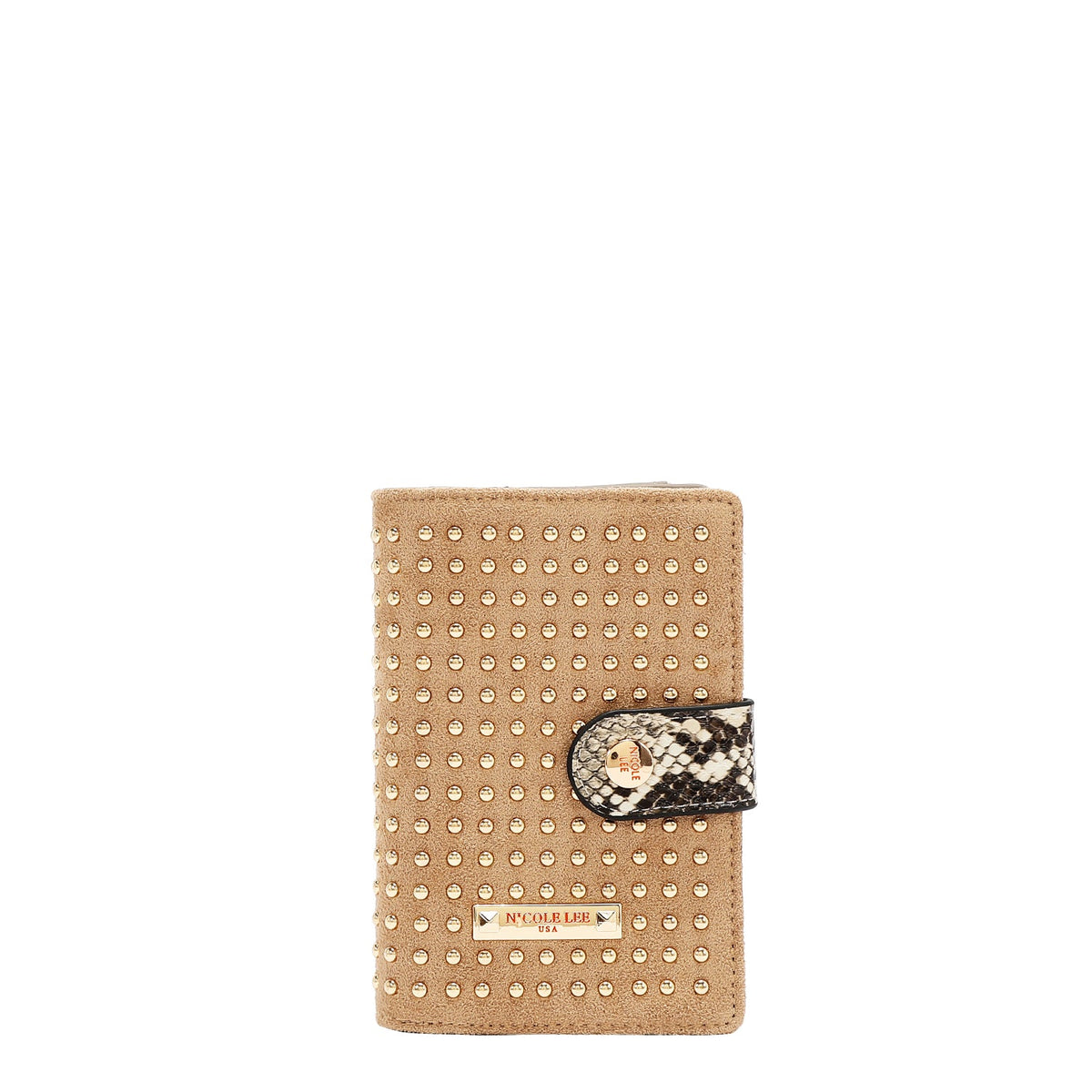 CARTERA GLAM CON TACHUELAS (TAUPE)