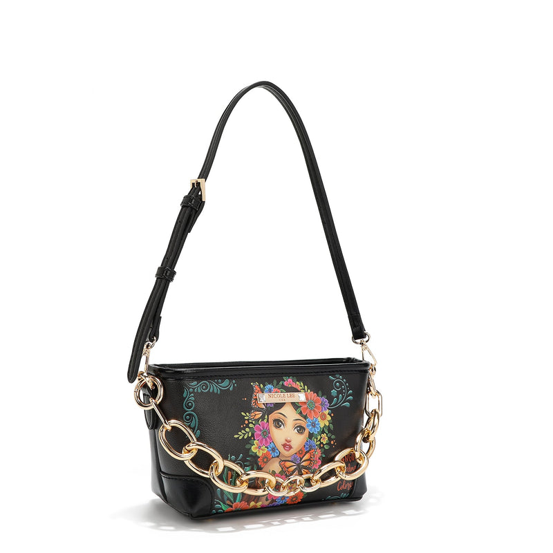 BOLSO DE MANO CHICO CON CADENA ALMA DE COLORES