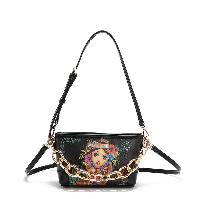 BOLSO DE MANO CHICO CON CADENA ALMA DE COLORES