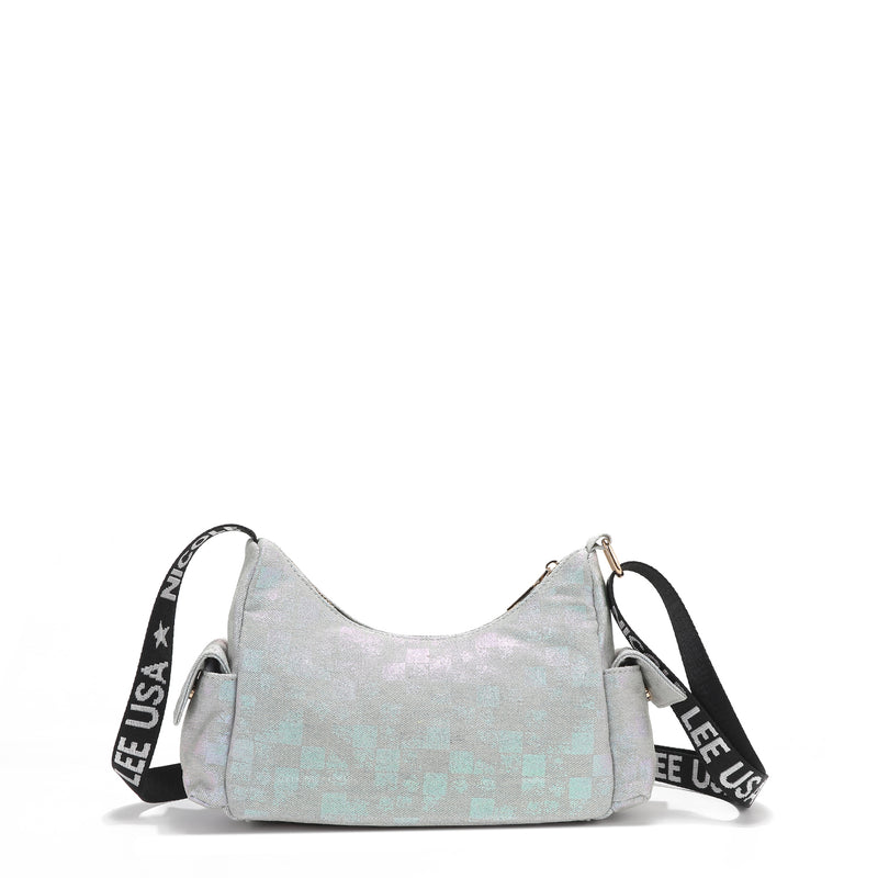 BOLSO DE HOMBRO CON CUADROS DE DENIM (BLIND DATE)