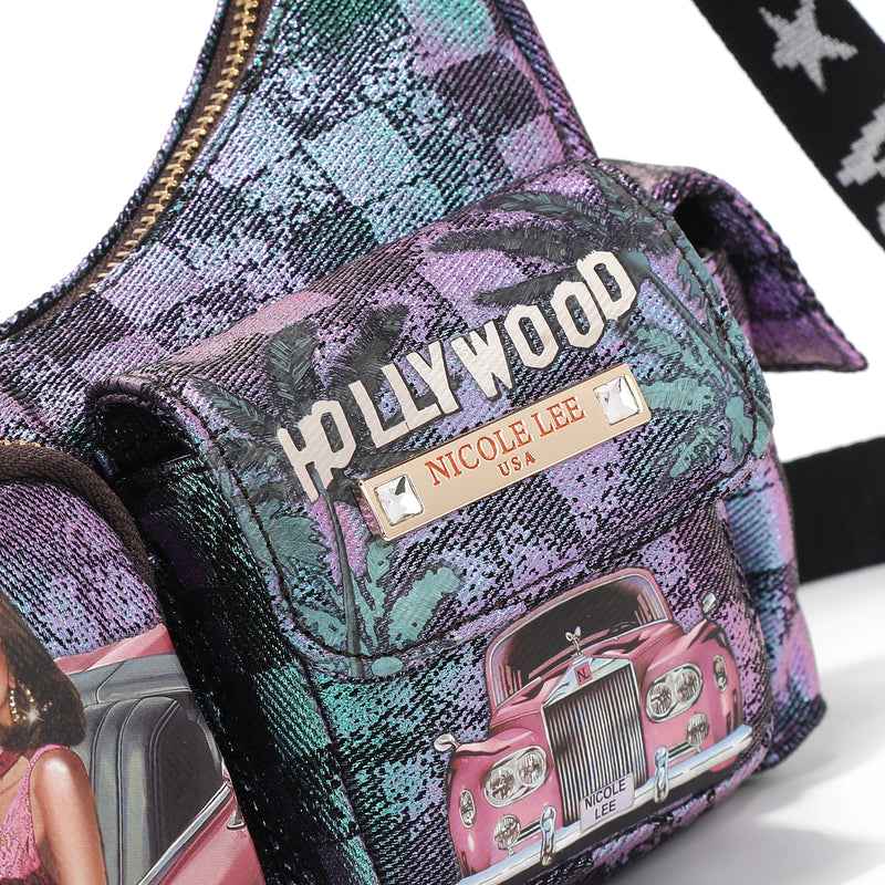 SHOULDER BAG WITH DENIM CHECKS (<tc>HOLLYWOOD DRIVE</tc>)