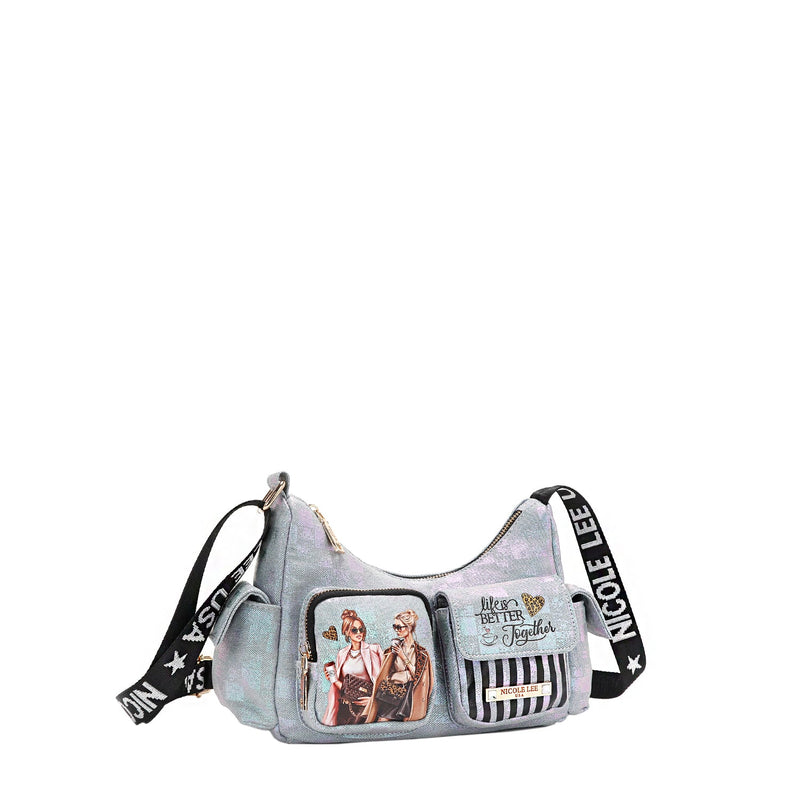 SHOULDER BAG WITH DENIM CHECKS (<tc>LADIES NIGHT OUT</tc>)